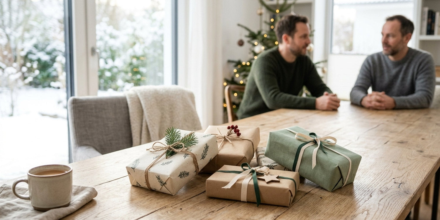 Mann freut sich über ein kleines, gut ausgewähltes Wichtelgeschenk