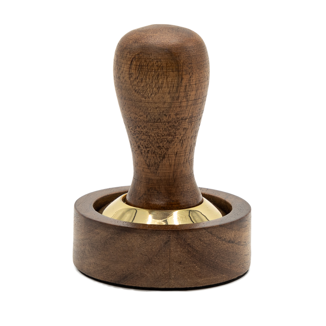 Espresso-Tamper mit Halter – Akazienholz & Messing