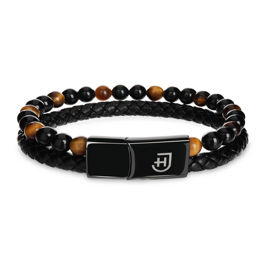 Lederarmband mit Natursteinen