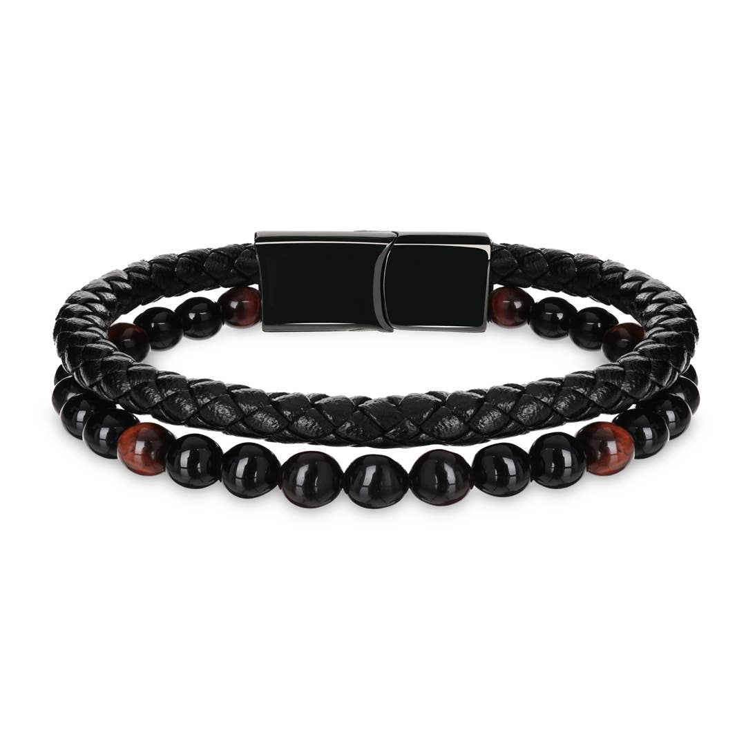 Lederarmband mit Natursteinen