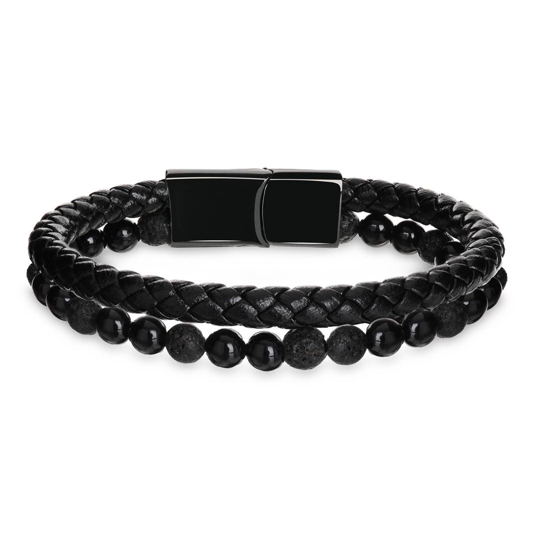 Lederarmband mit Natursteinen