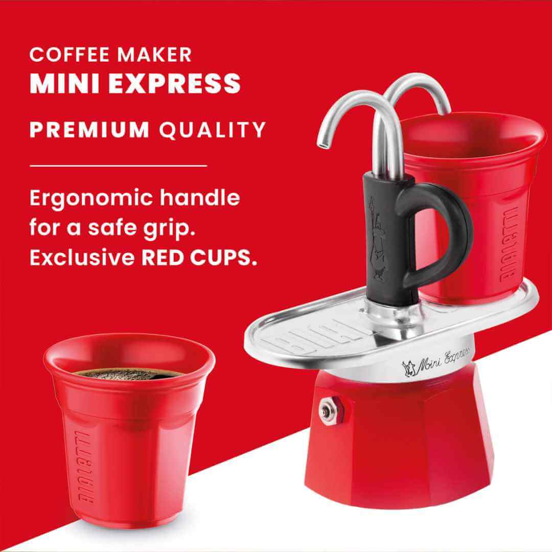 Bialetti Mini Express + 2 Tassen – Espressokocher für 2 Tassen