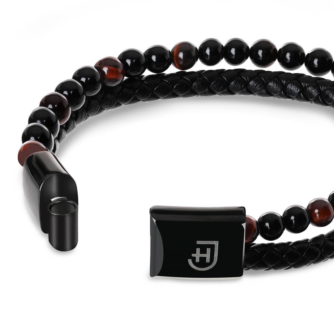 Lederarmband mit Natursteinen