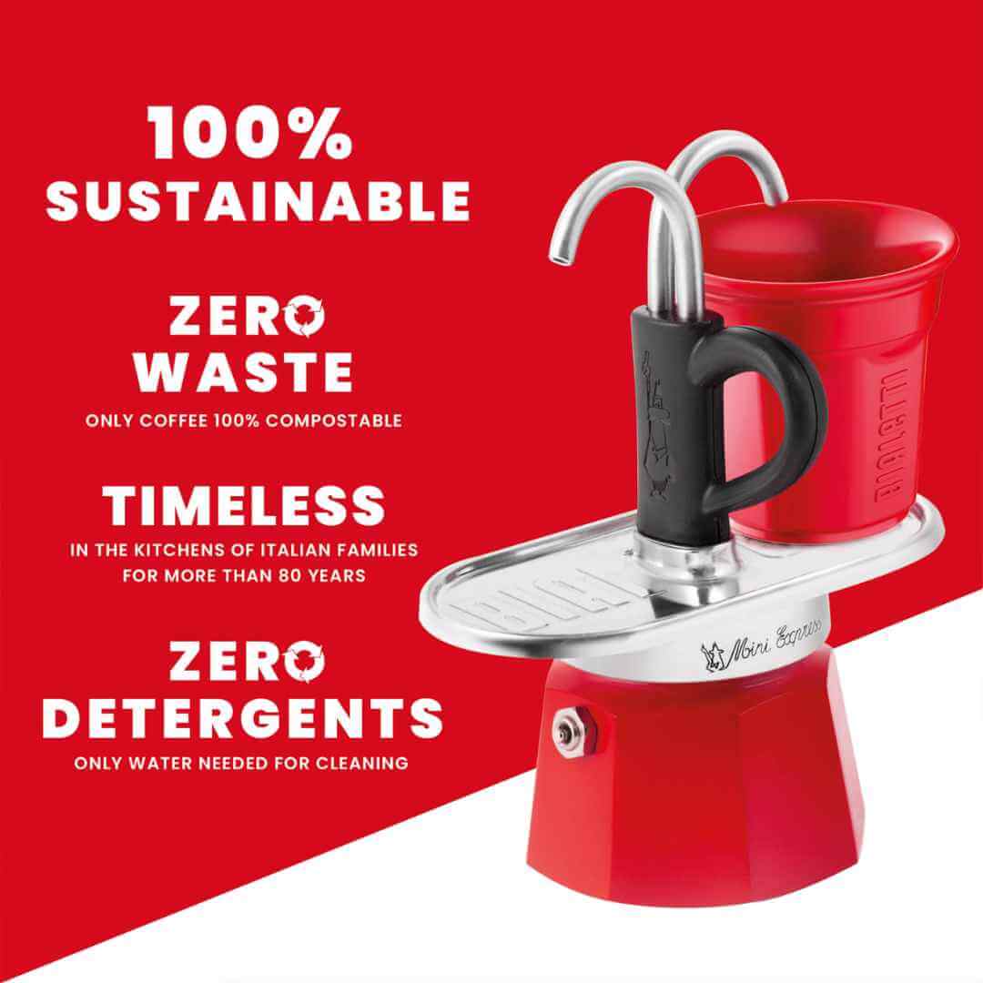Bialetti Mini Express + 2 Tassen – Espressokocher für 2 Tassen