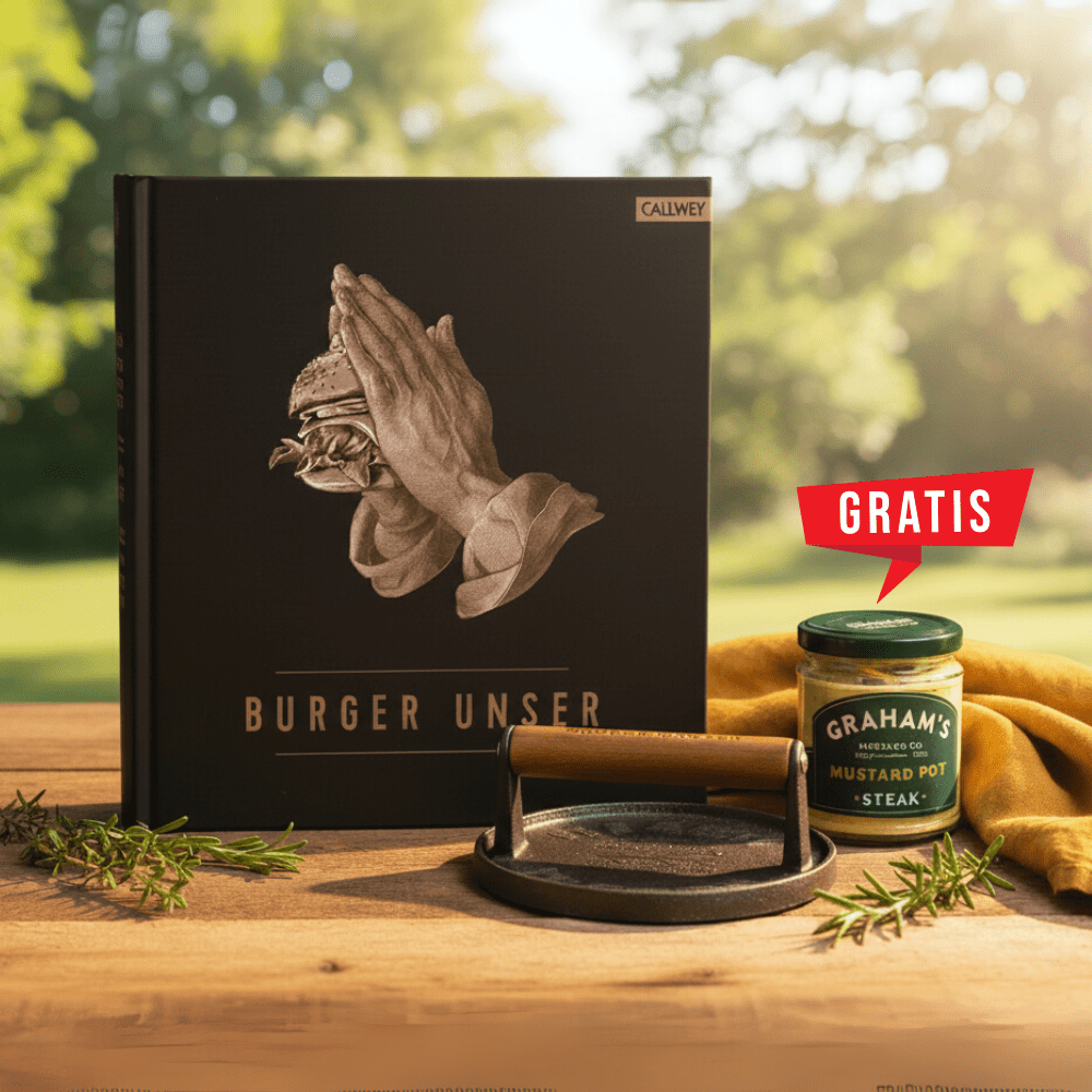Burger Bundle – Buch, Presse & Senf - MANVA - Geschenke für Männer mit Stil & Lebenserfahrung