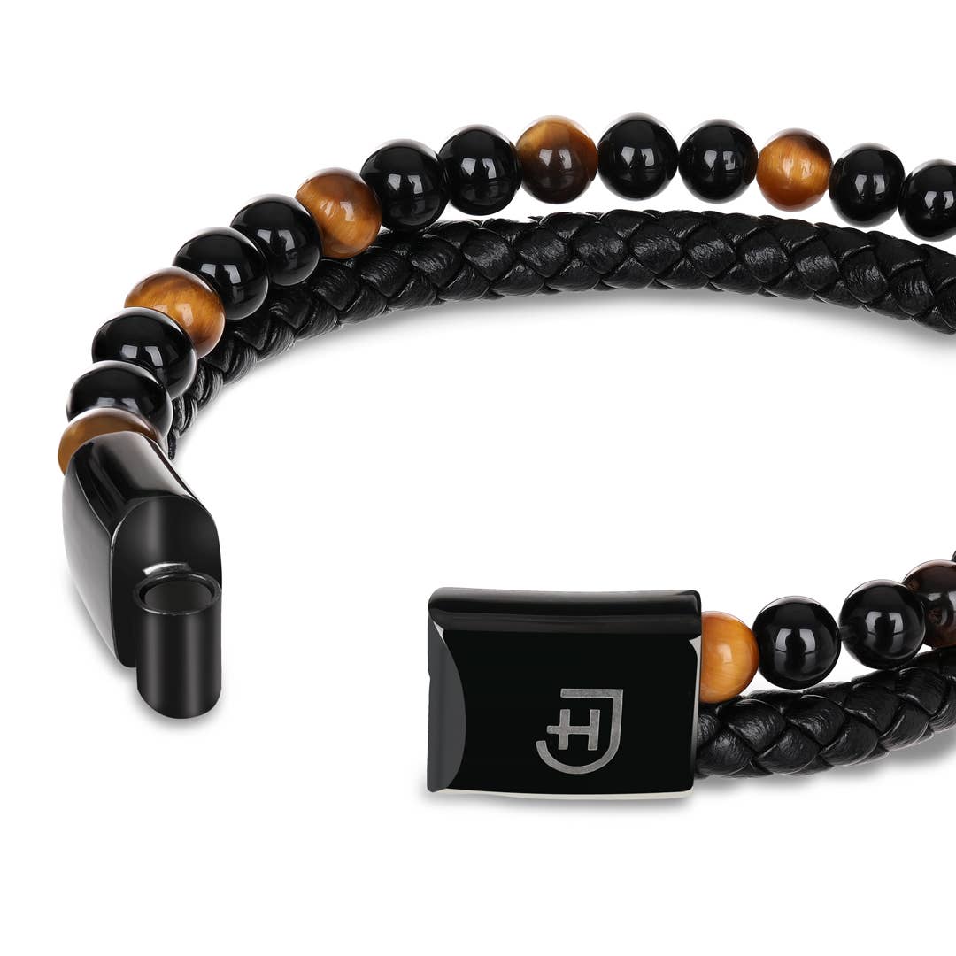 Lederarmband mit Natursteinen