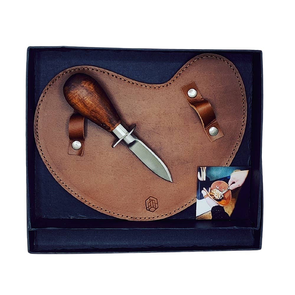 Austernmesser mit Lederhandschuh – im Geschenkset
