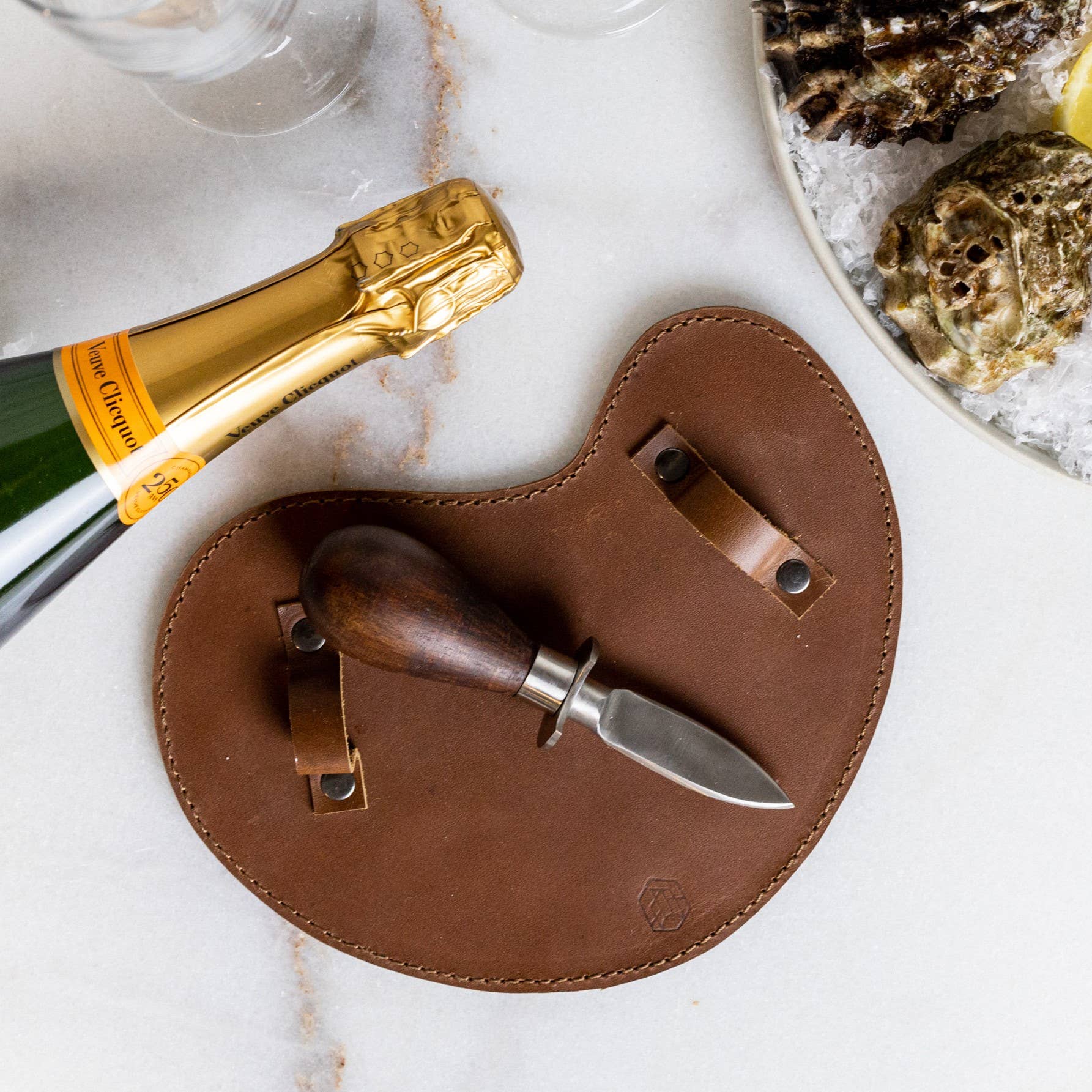 Austernmesser mit Lederhandschuh – im Geschenkset