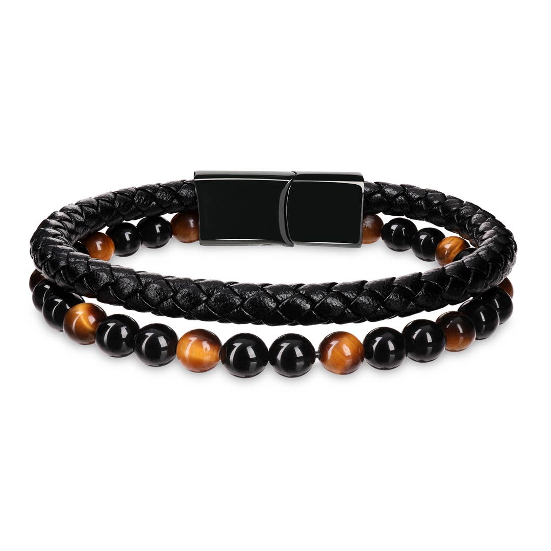Lederarmband mit Natursteinen