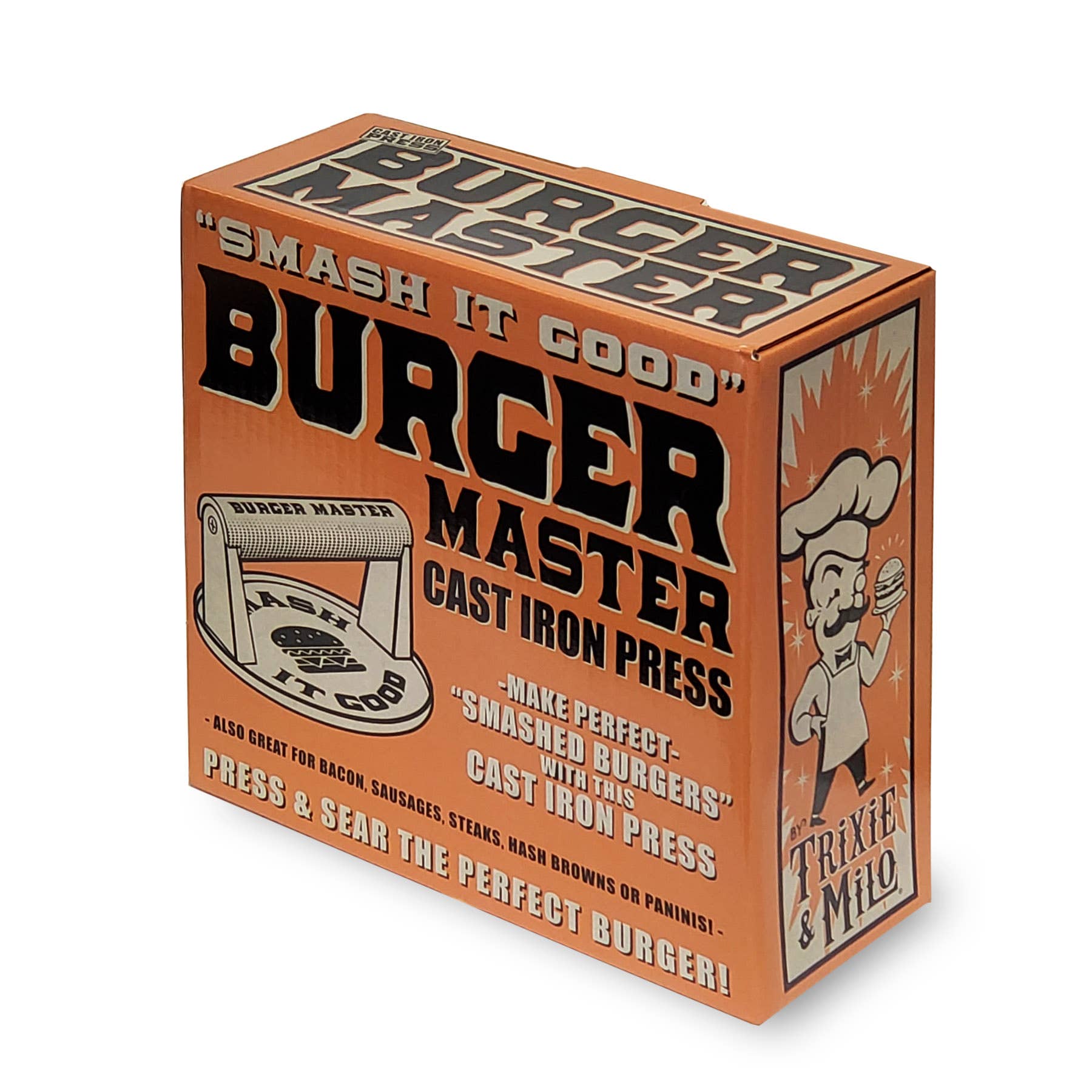 Burger Master – Gusseisen-Grillpresse für Smash Burger