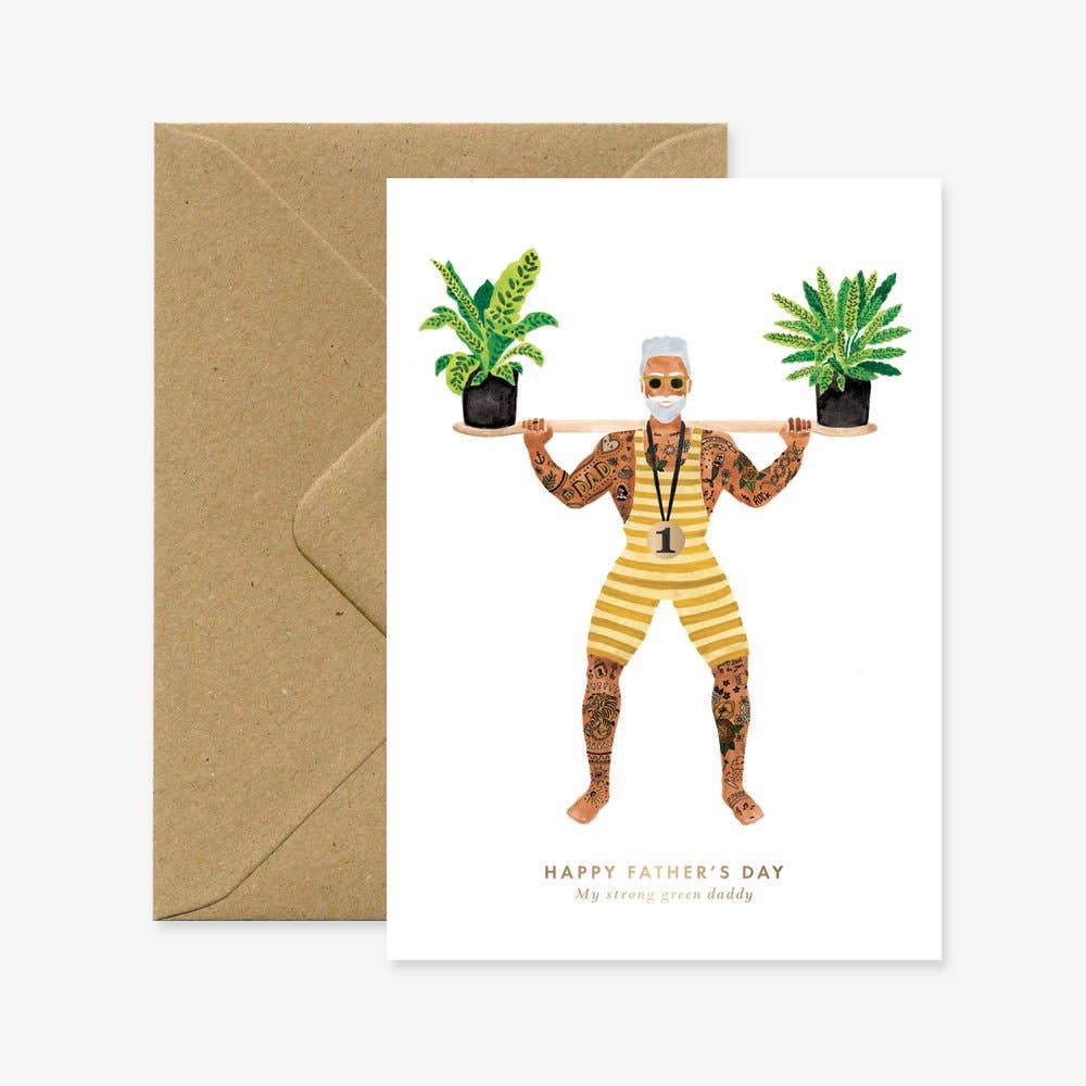 Strong Green Dad Karte A6 naturweiß 300gsm Kraftumschlag Freisteller