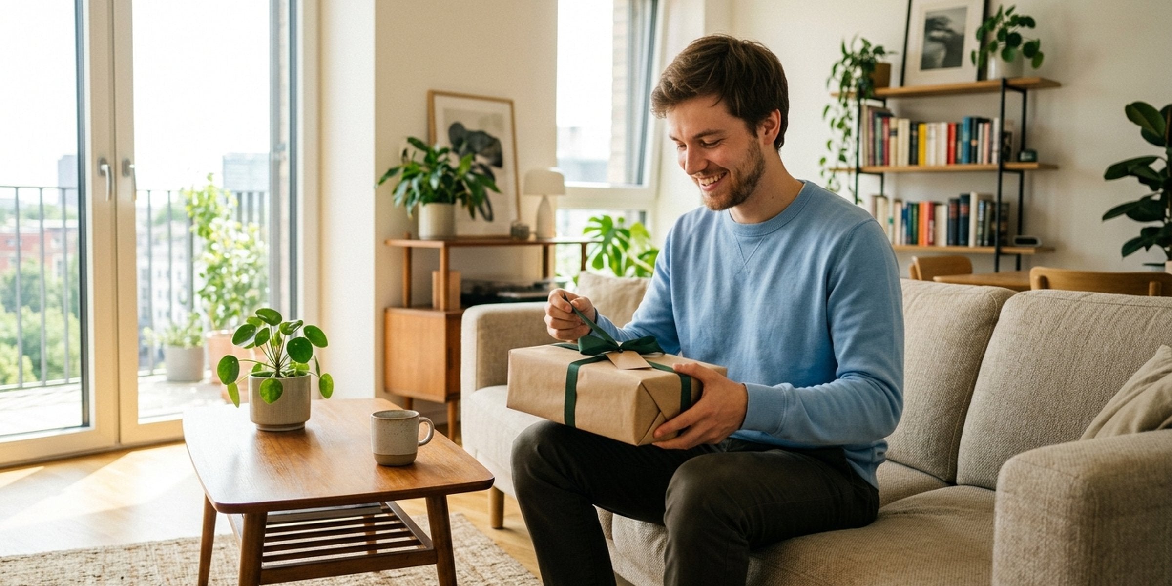 Vater überreicht seinem erwachsenen Sohn ein besonderes Geschenk