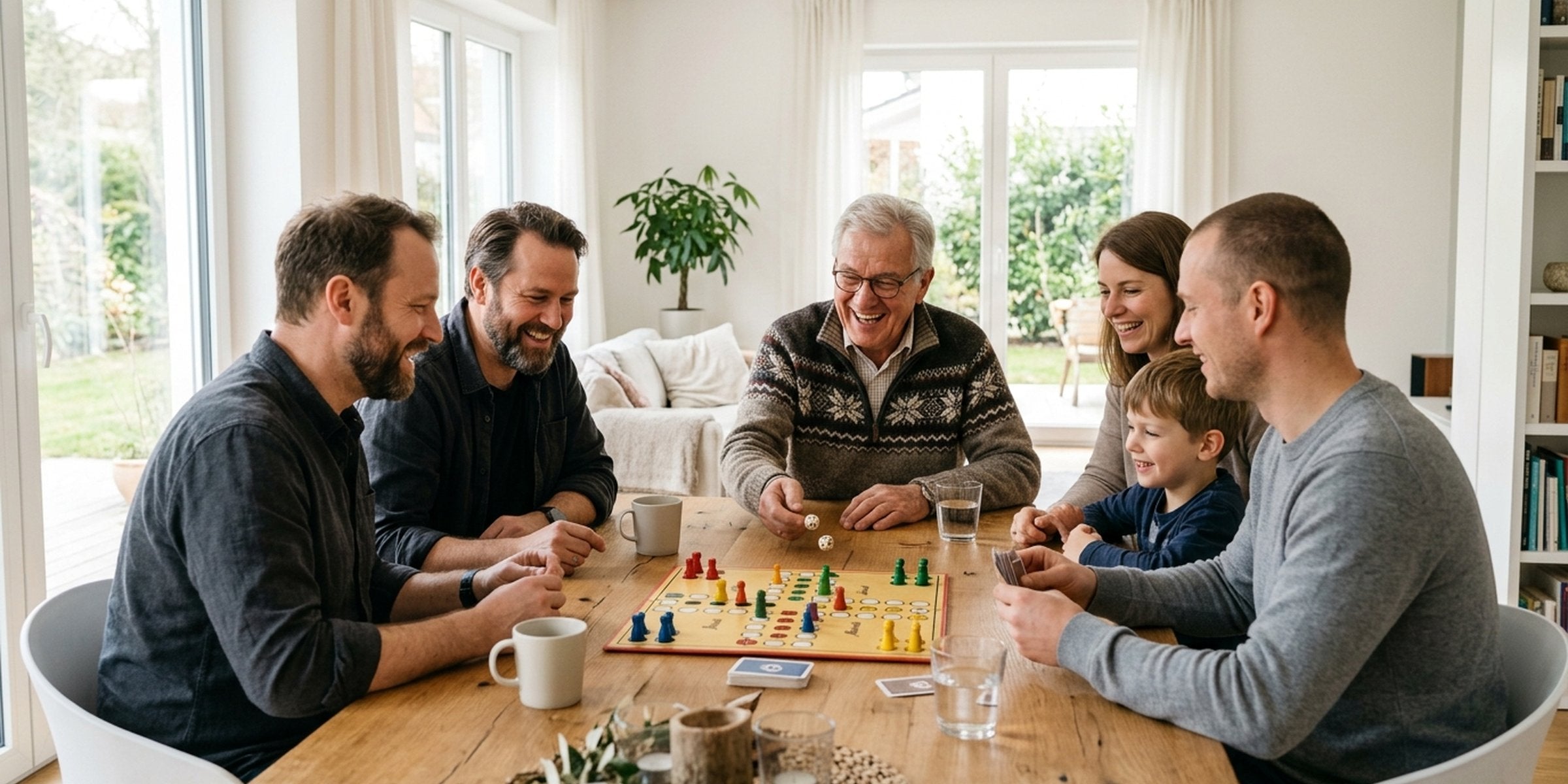 Großvater und Enkel verbringen gemeinsame Zeit beim Auspacken eines Weihnachtsgeschenks