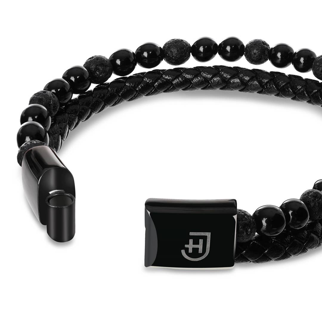 Lederarmband mit Natursteinen