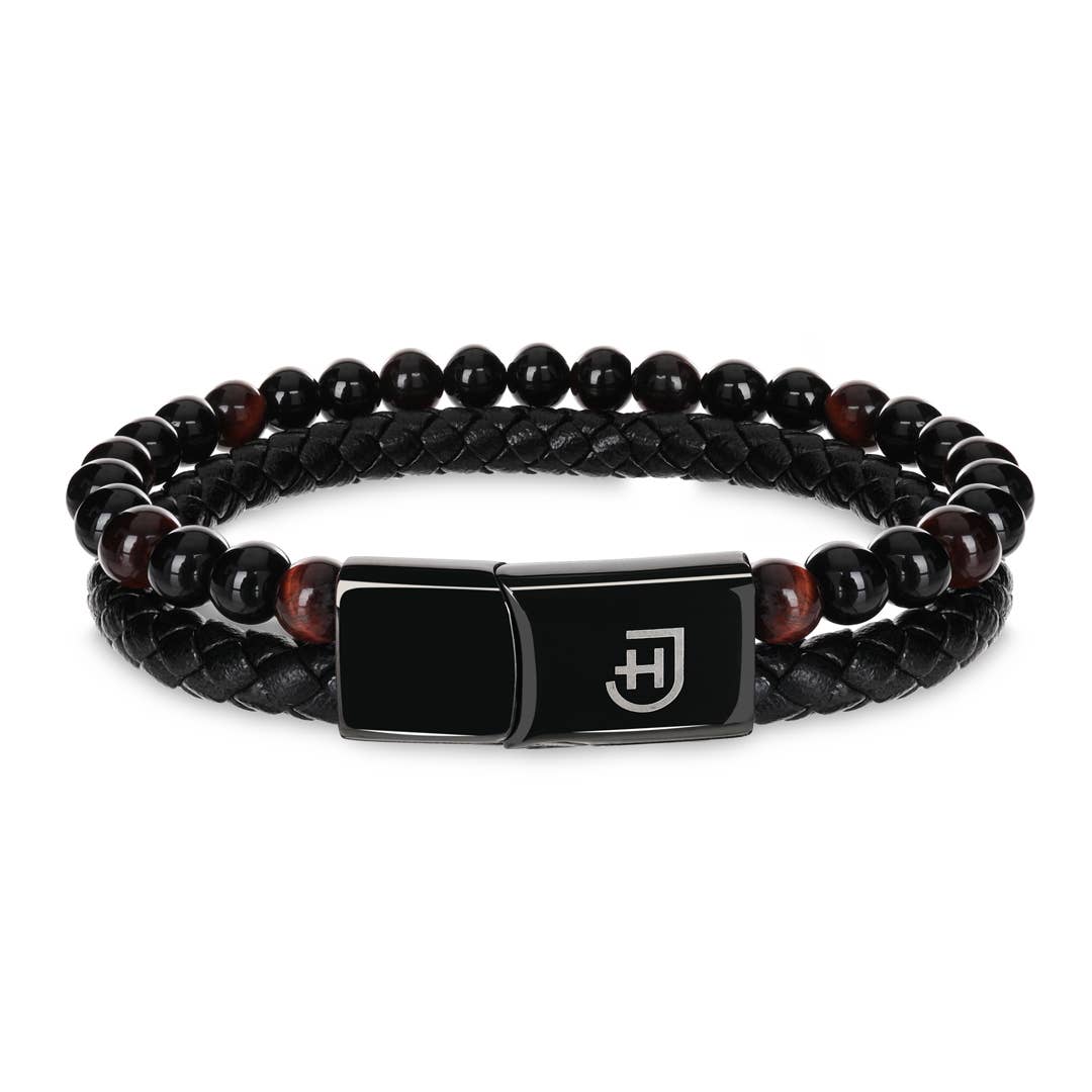 Lederarmband mit Natursteinen