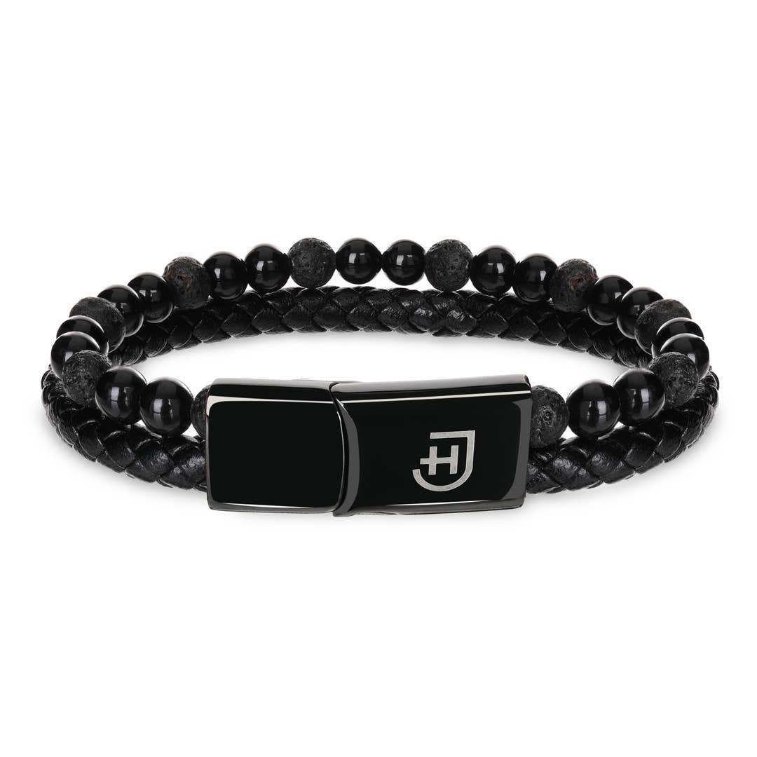Lederarmband mit Natursteinen