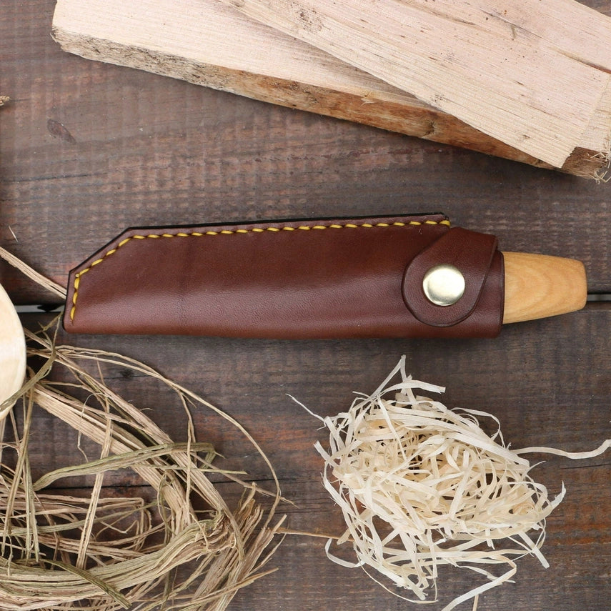 Holzschnitzerei-Starterset – 3 Mora-Messer mit Lederscheiden & Tasche