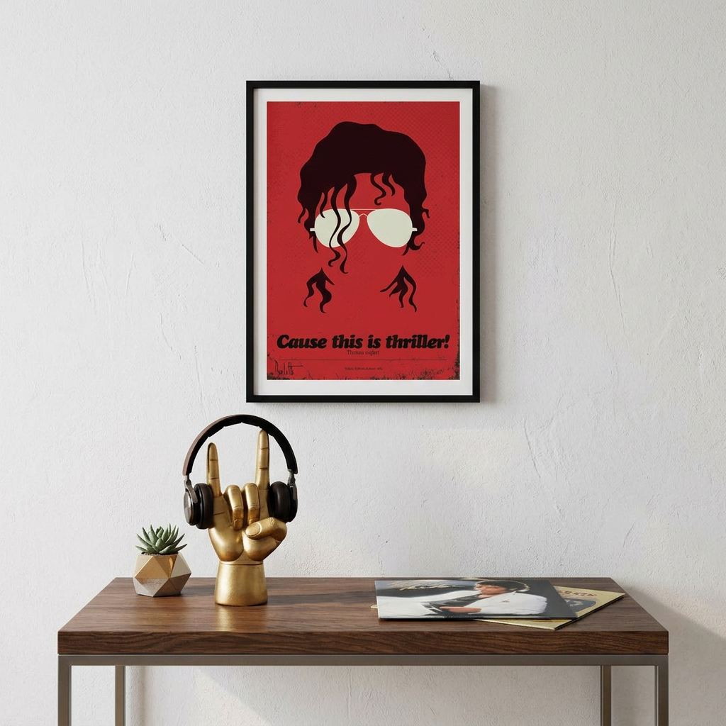 Musik Set limitierter Kunstdruck und Rock On Kopfhörerhalter als besonderes Geschenk für Männer