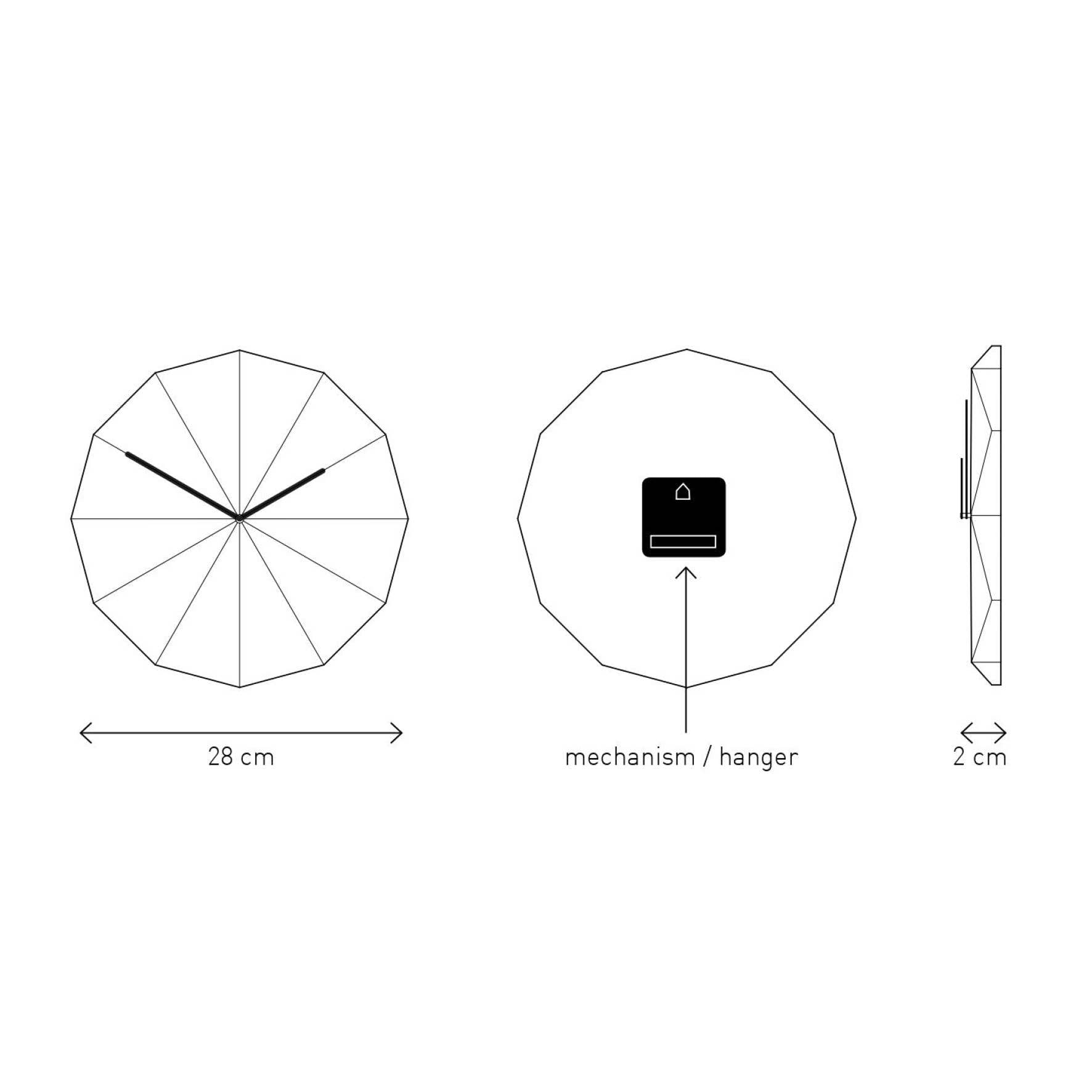 Delta Clock Eiche – Design-Wanduhr aus Massivholz