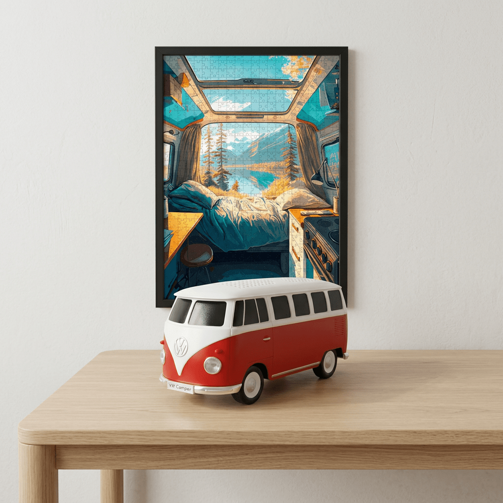 Fernweh im Wohnzimmer – VW Lautsprecher & Van Life Puzzle Set - MANVA - Geschenke für Männer mit Stil & Lebenserfahrung