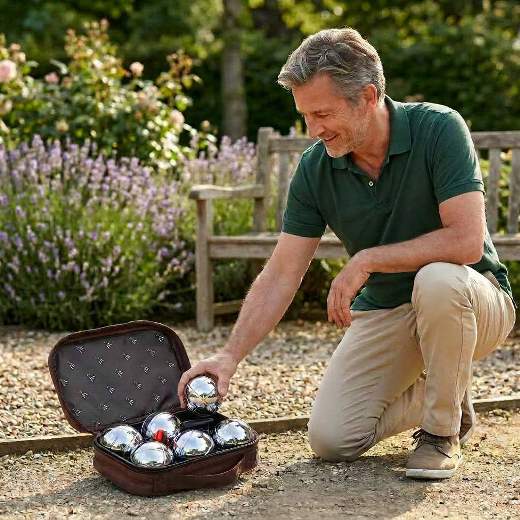 Laguiole Boule-Set 6 Kugeln Tragetasche als sinnvolles Vatertagsgeschenk für Männer im Freien