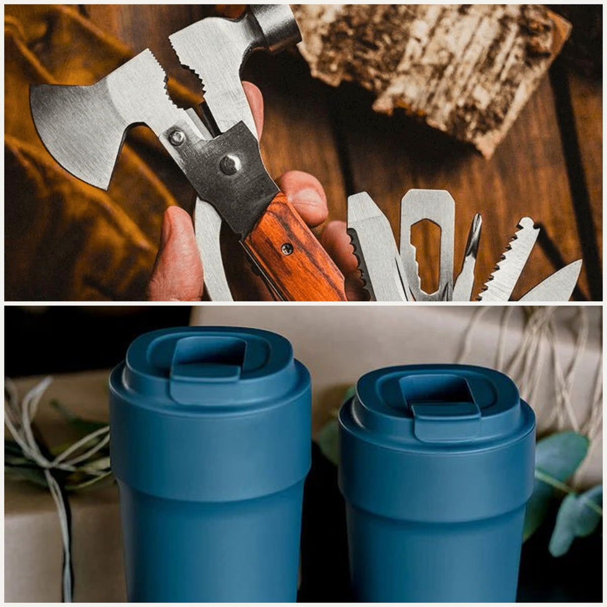 Geschenkset Draußen: Axt-Multitool und To-go-Becher Bevægelse